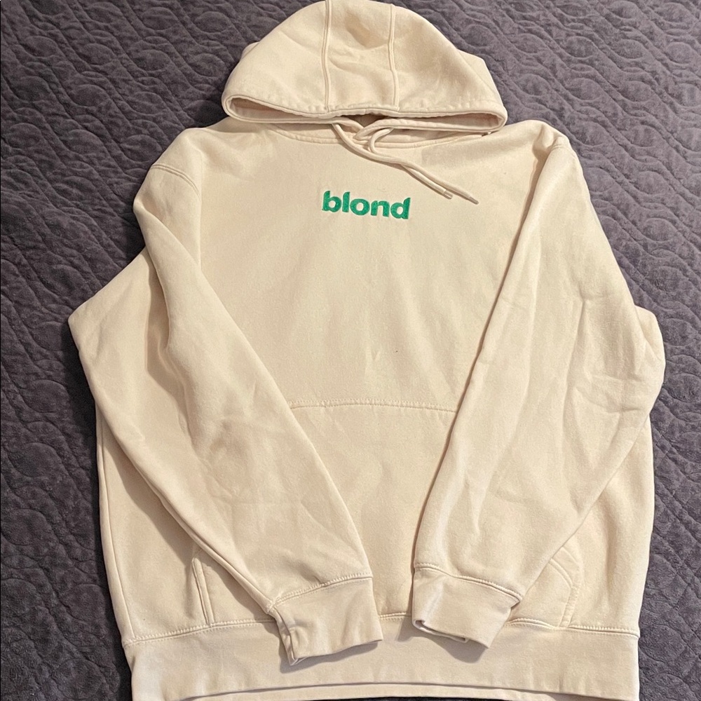 Blond Pullover Hoodie with Green Logo